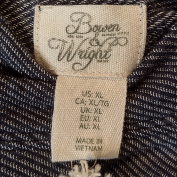 NWT Bowen & Wright 100% Cotton Hoodie Navy Striped Men's XL - Picture 8 of 9